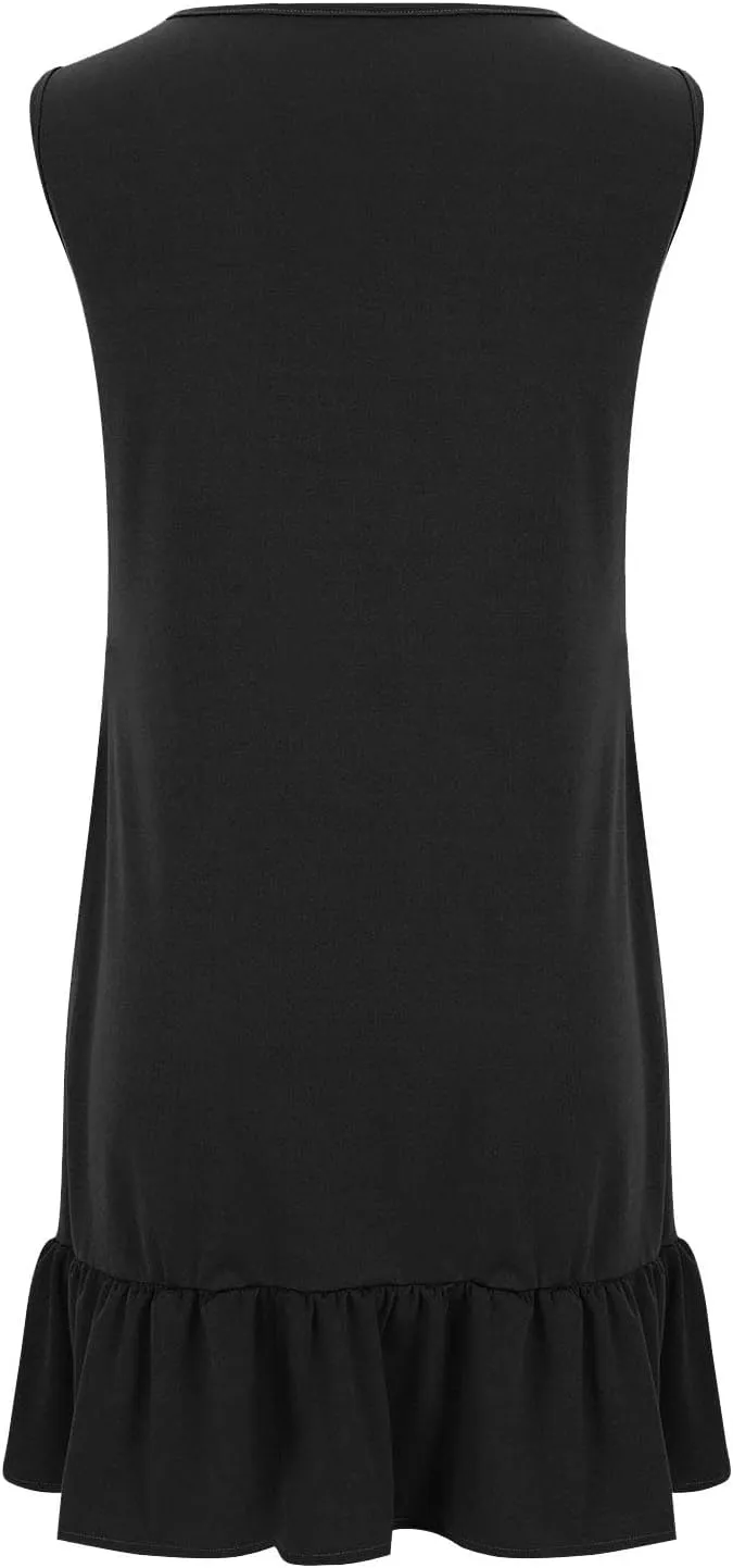 Women's Floral Printed Tank Dress Trendy Crewneck Casual Loose Fit Summer Dresses Flowy Spring Dress
