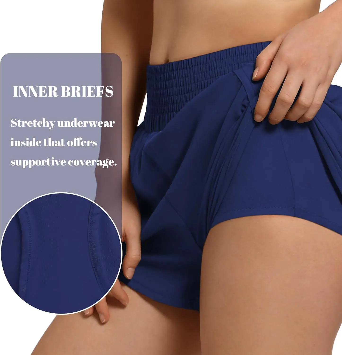 Women's High Waist Athletic Shorts Quick Dry Sporty Workout Running Shorts for Women with Zipper Pocket