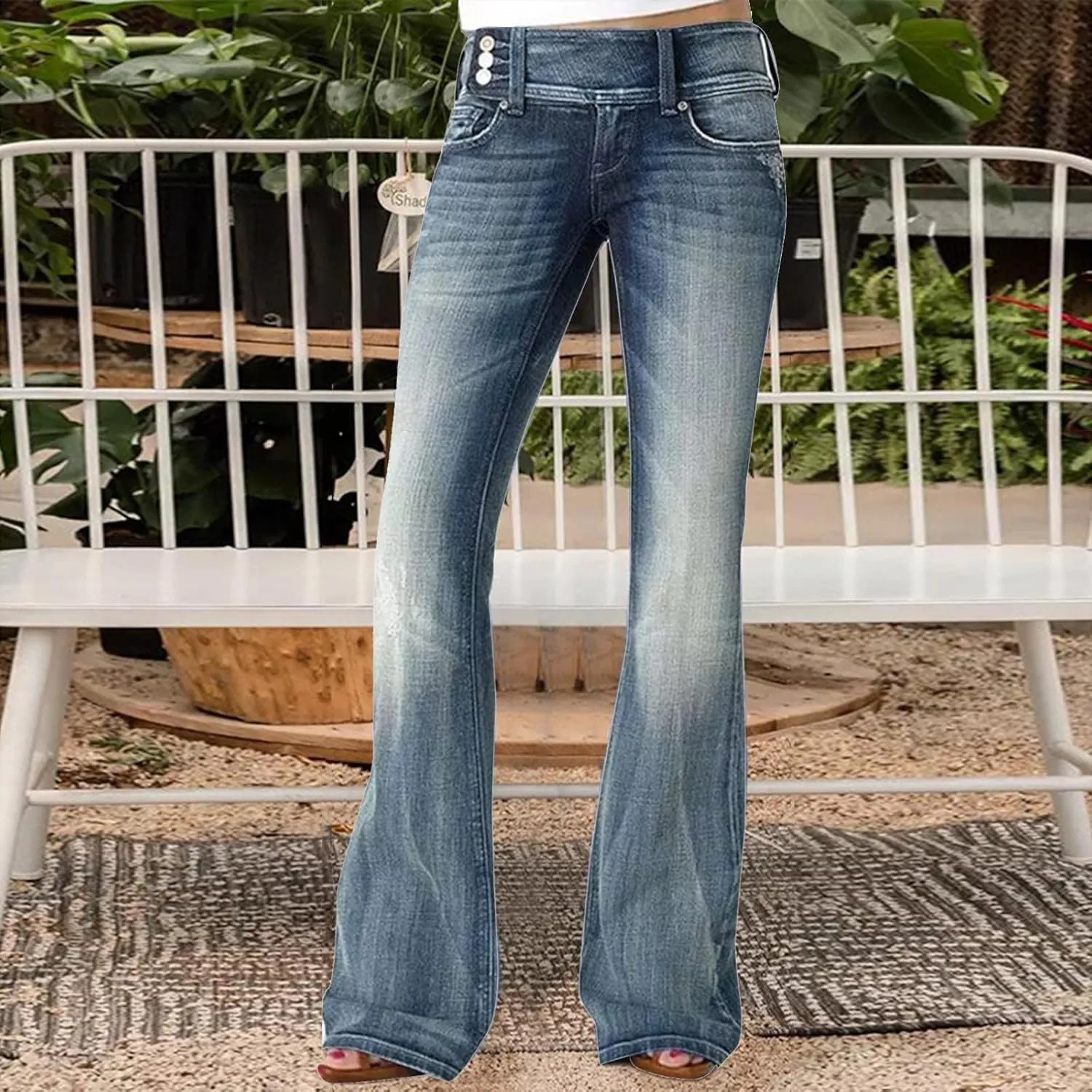 Womens High Waisted Jeans Flare Stretch Boyfriend Bootcut Casual Wide Leg Denim Pants Bell-Bottomed Jeans 2024