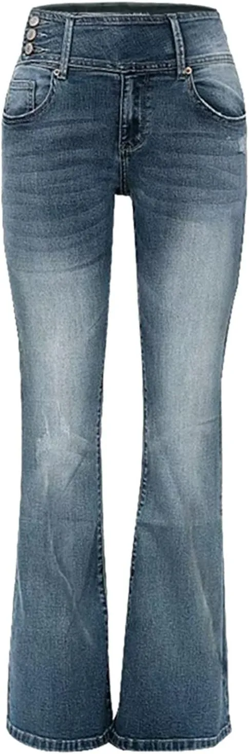 Womens High Waisted Jeans Flare Stretch Boyfriend Bootcut Casual Wide Leg Denim Pants Bell-Bottomed Jeans 2024