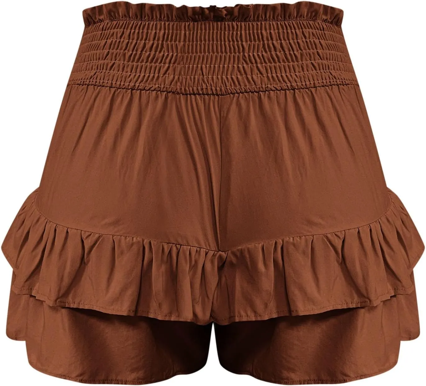 Women's High Waisted Ruffle Shorts Floral Pleated Hem Workout Shorts Baggy Summer Casual Cute Beach Shorts