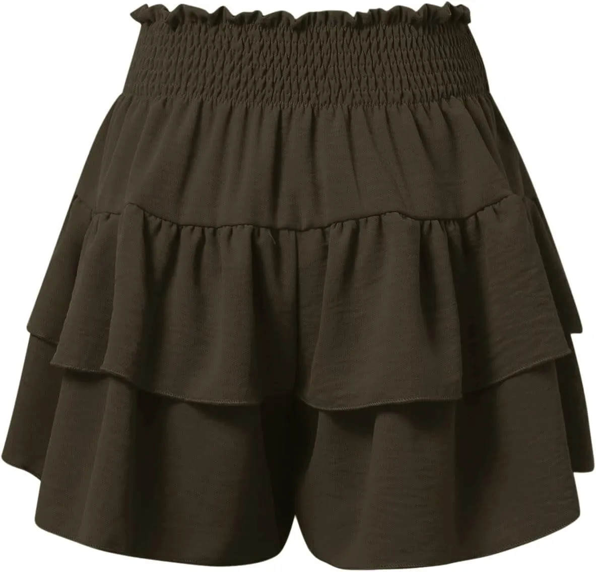 Women's High Waisted Ruffle Shorts Floral Pleated Hem Workout Shorts Baggy Summer Casual Cute Beach Shorts