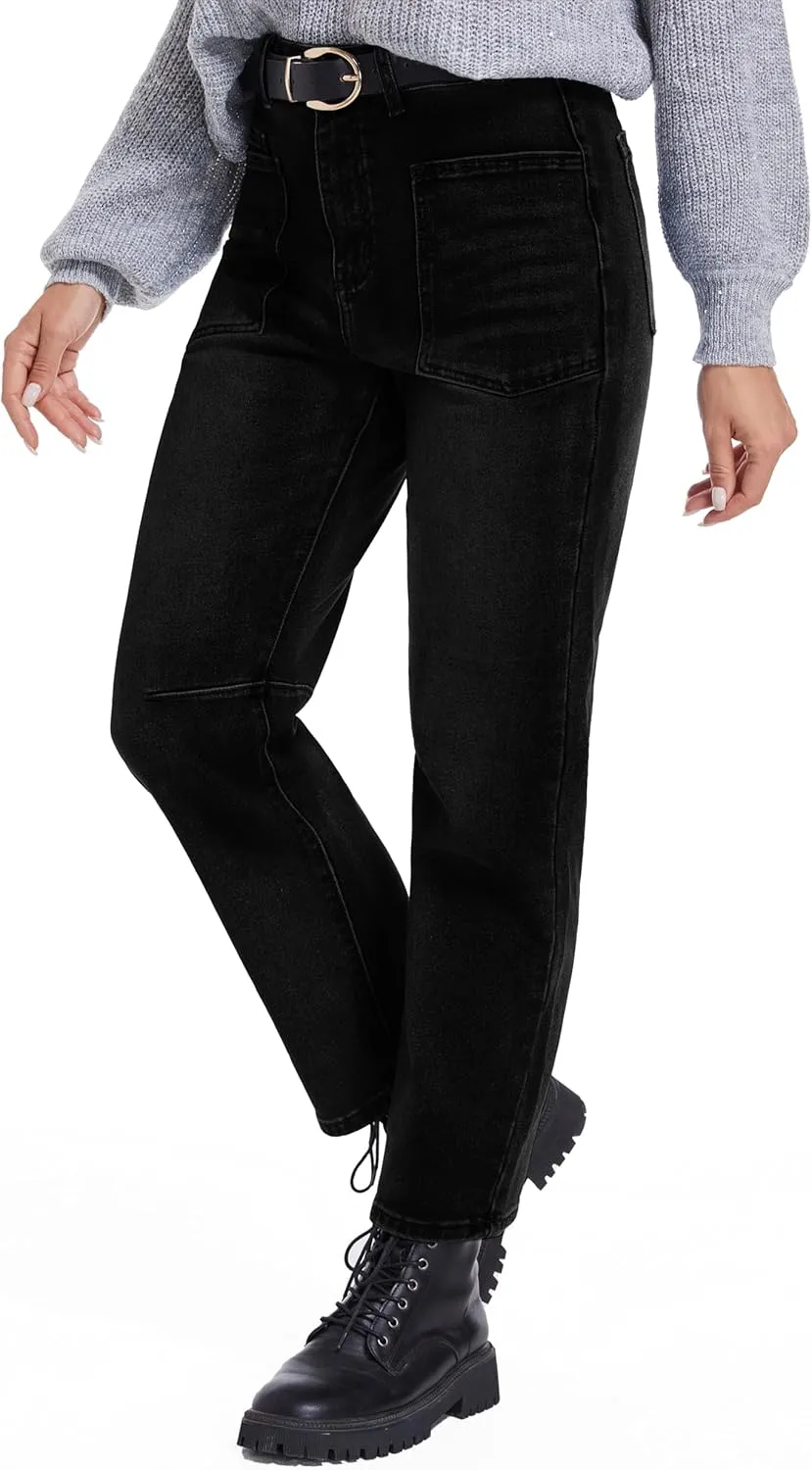 Womens Jeans Trendy High Waisted Stretchy Boyfriend Jeans for Women Baggy Denim Pants with Pocket