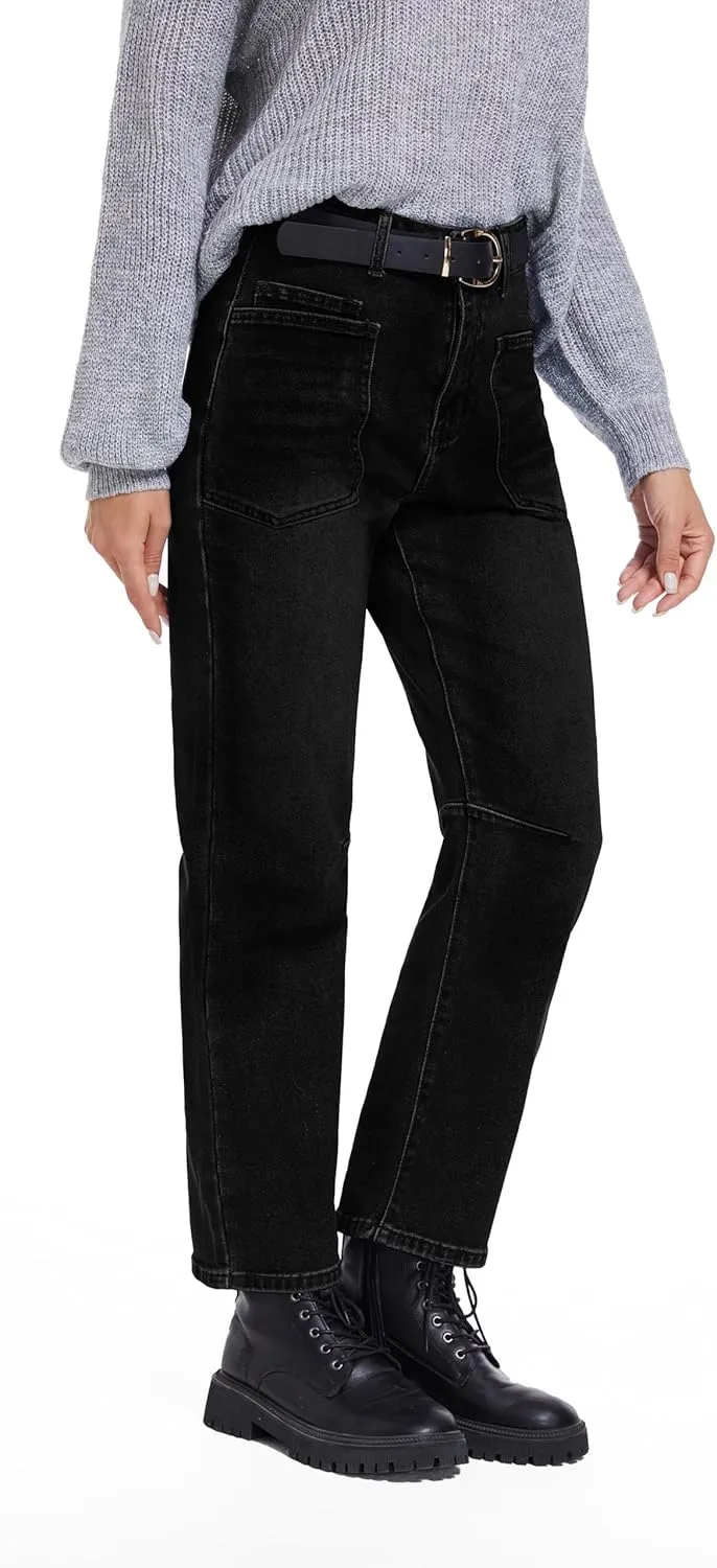 Womens Jeans Trendy High Waisted Stretchy Boyfriend Jeans for Women Baggy Denim Pants with Pocket