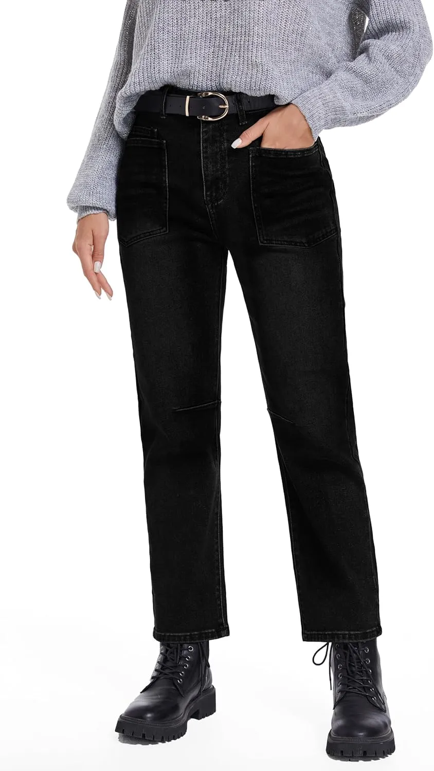 Womens Jeans Trendy High Waisted Stretchy Boyfriend Jeans for Women Baggy Denim Pants with Pocket