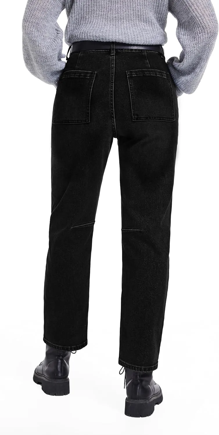 Womens Jeans Trendy High Waisted Stretchy Boyfriend Jeans for Women Baggy Denim Pants with Pocket