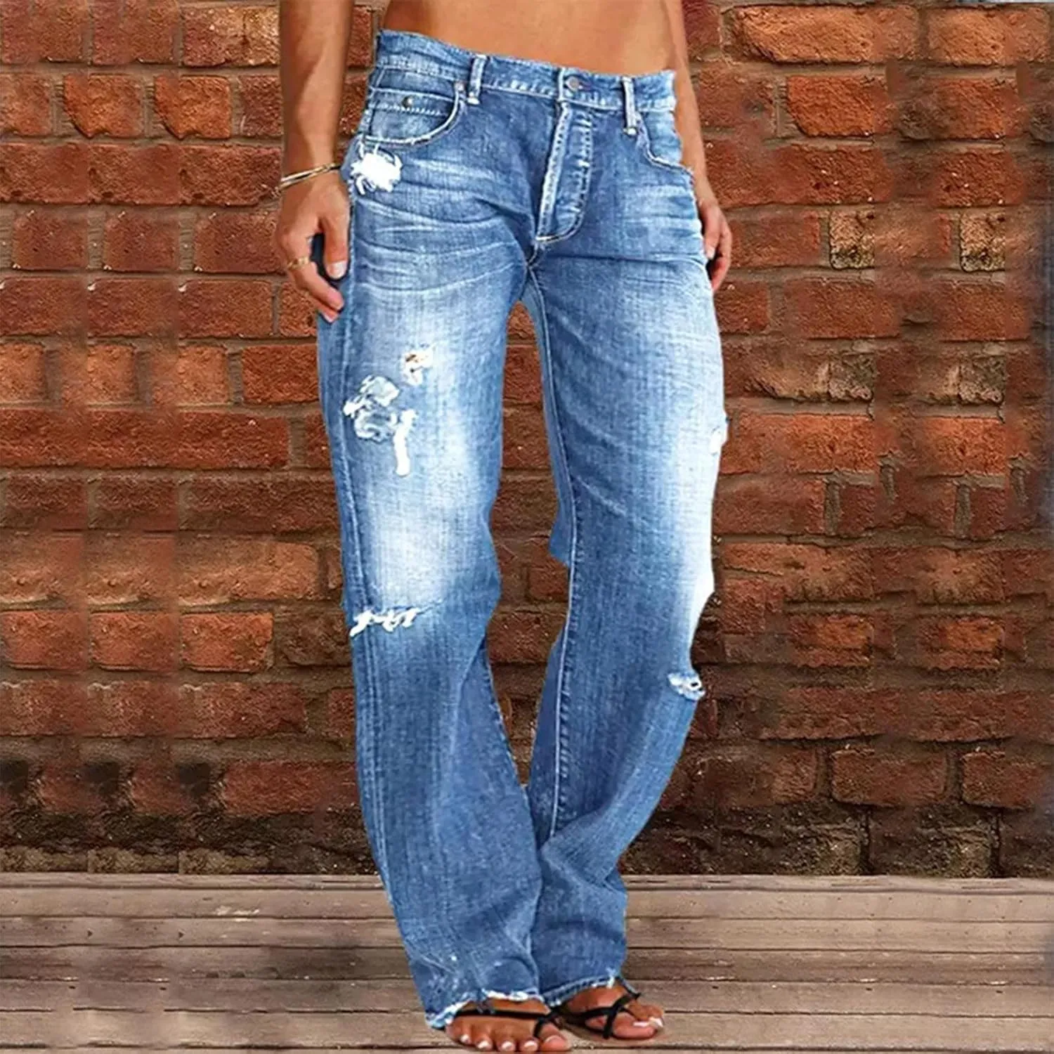 Womens Jeans Up Pants Jeans Mid Womens Poket Lace Denim Casual Women's Jeans Plus Size Skinny Jeans for Women Jeans