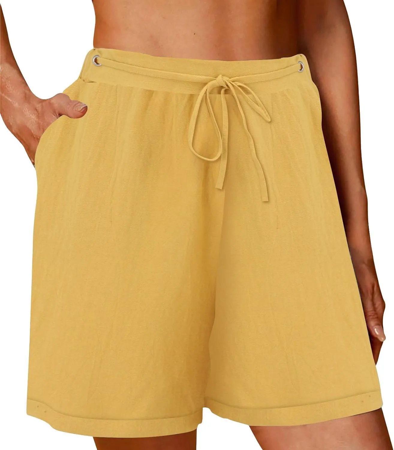 WomenS Linen Shorts Summer 2025 High Waisted Elastic Waist Dressy Casual Shorts Running Athletic Shorts