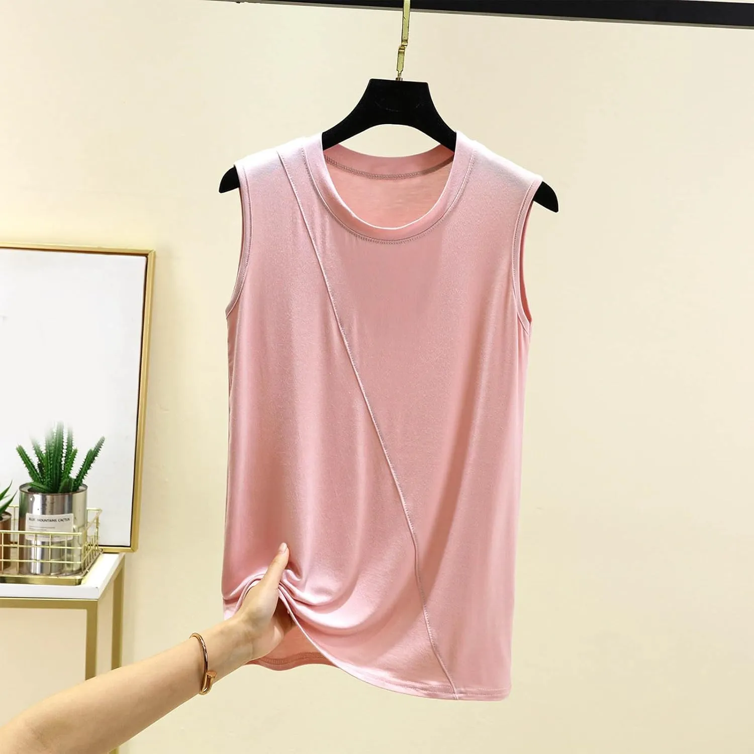 Women's Modal Sports Workout Undershirt, Summer Sleeveless Loose Crewneck Shirts Fashion Outdoor Running Athletic Tank