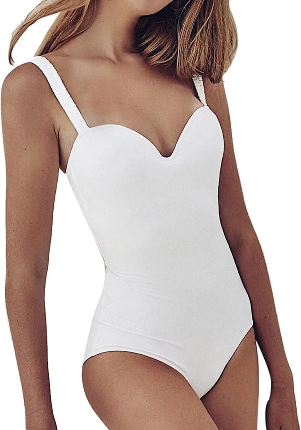 Womens One Piece Swimsuits Push up Swimsuits Full Coverage Bathing Suit Vintage Padded Retro V Neck Swimwear