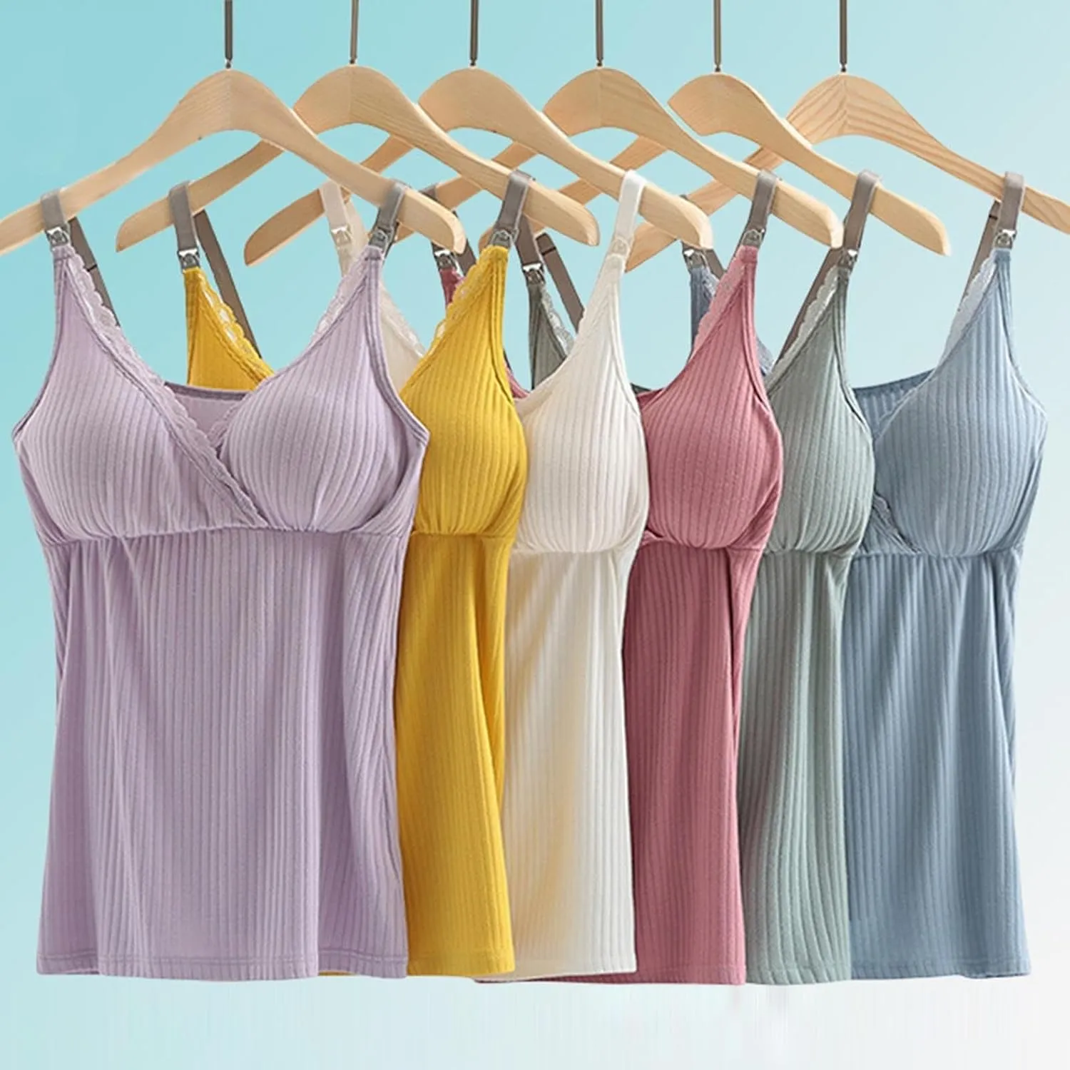 Women's Plus Size Nursing Tank Tops Maternity Breastfeeding with Padded Bra CamiShirt Sexy Tops for Pregnant