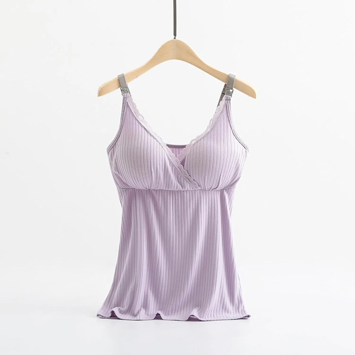 Women's Plus Size Nursing Tank Tops Maternity Breastfeeding with Padded Bra CamiShirt Sexy Tops for Pregnant