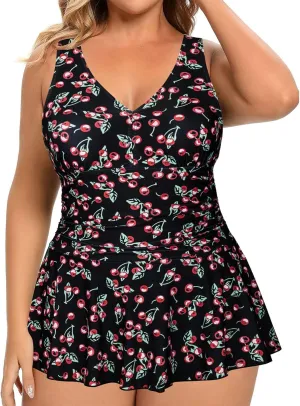 Women's Plus Size One Piece Swimsuits Tummy Control Sexy Ruched Bathing Suit Full Coverage Swimwear with Skirt 2025