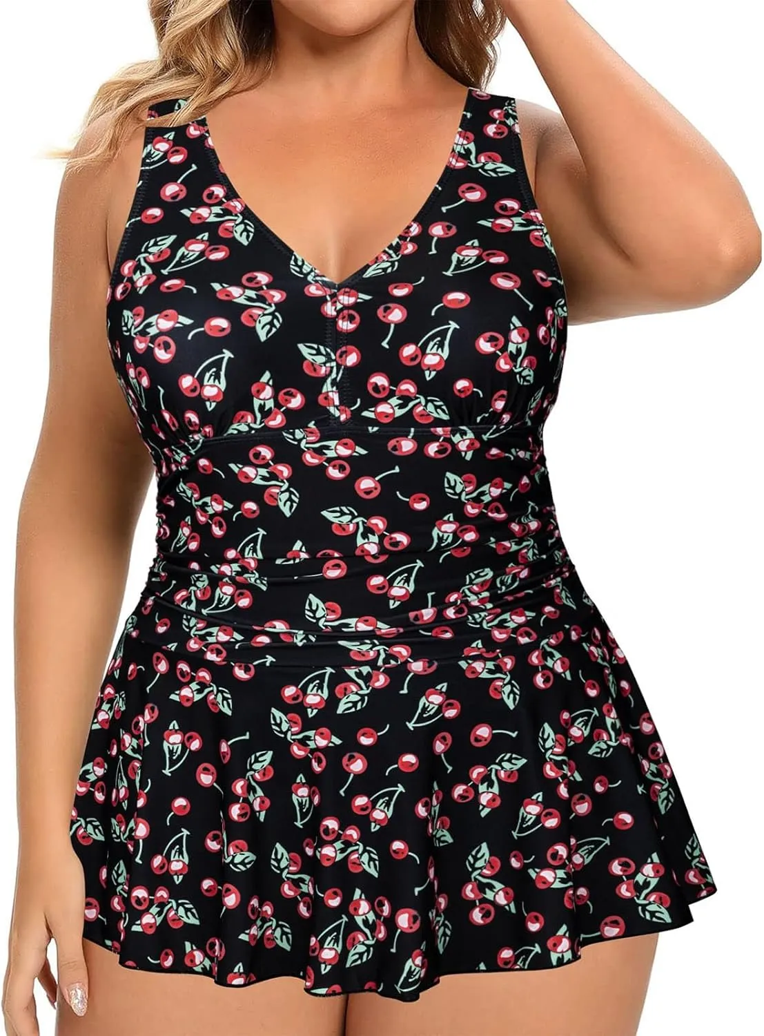 Women's Plus Size One Piece Swimsuits Tummy Control Sexy Ruched Bathing Suit Full Coverage Swimwear with Skirt 2025