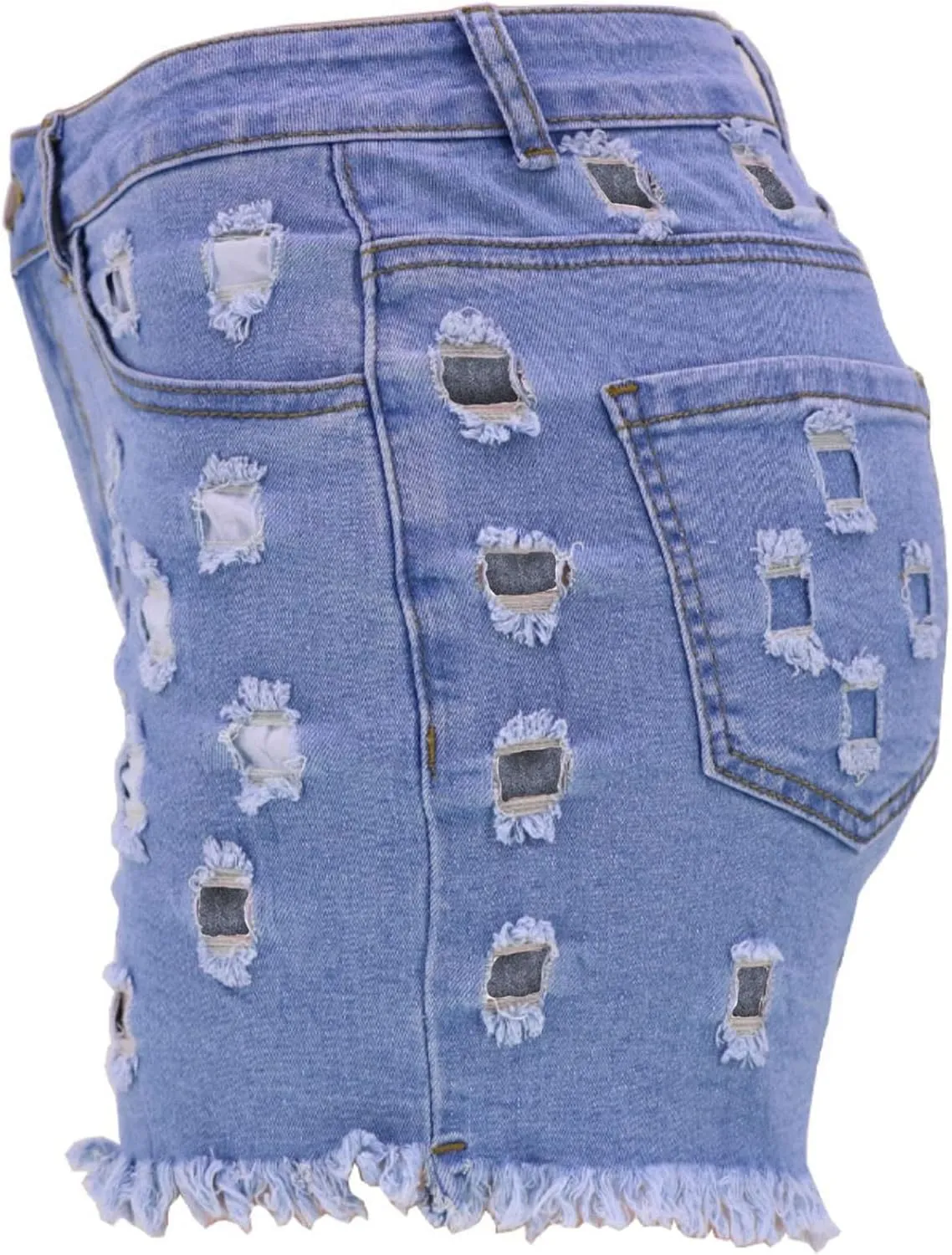 Womens Ripped Jean Shorts Trendy High Waist Frayed Raw Hem Stretch Denim Shorts Sexy Casual Summer Distressed Shorts