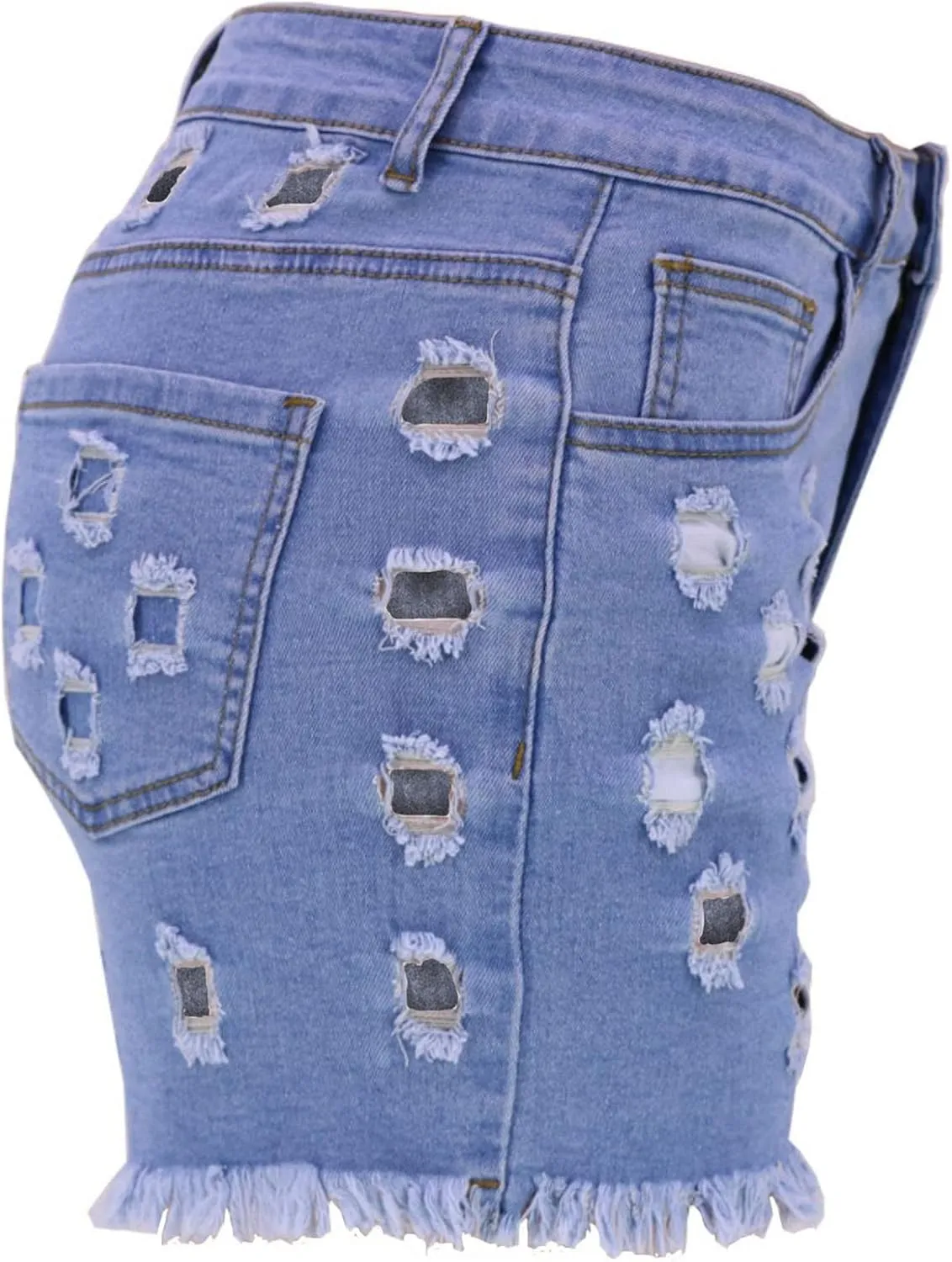 Womens Ripped Jean Shorts Trendy High Waist Frayed Raw Hem Stretch Denim Shorts Sexy Casual Summer Distressed Shorts