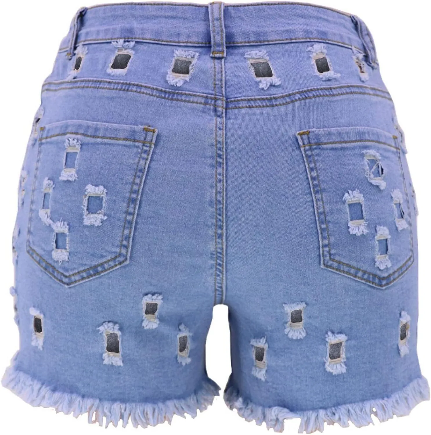 Womens Ripped Jean Shorts Trendy High Waist Frayed Raw Hem Stretch Denim Shorts Sexy Casual Summer Distressed Shorts