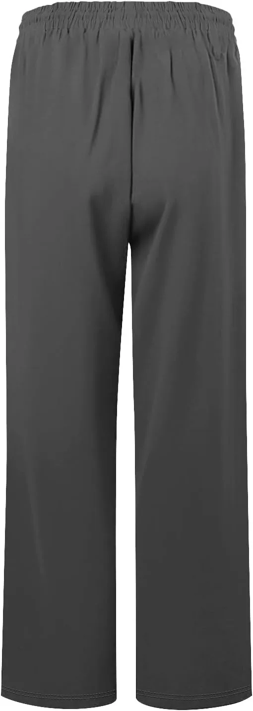 Womens Roll Up Capri Pants Cotton Linen High Waisted Drawstring Pants with Pocket 2025 Summer Lounge Elastic Trousers