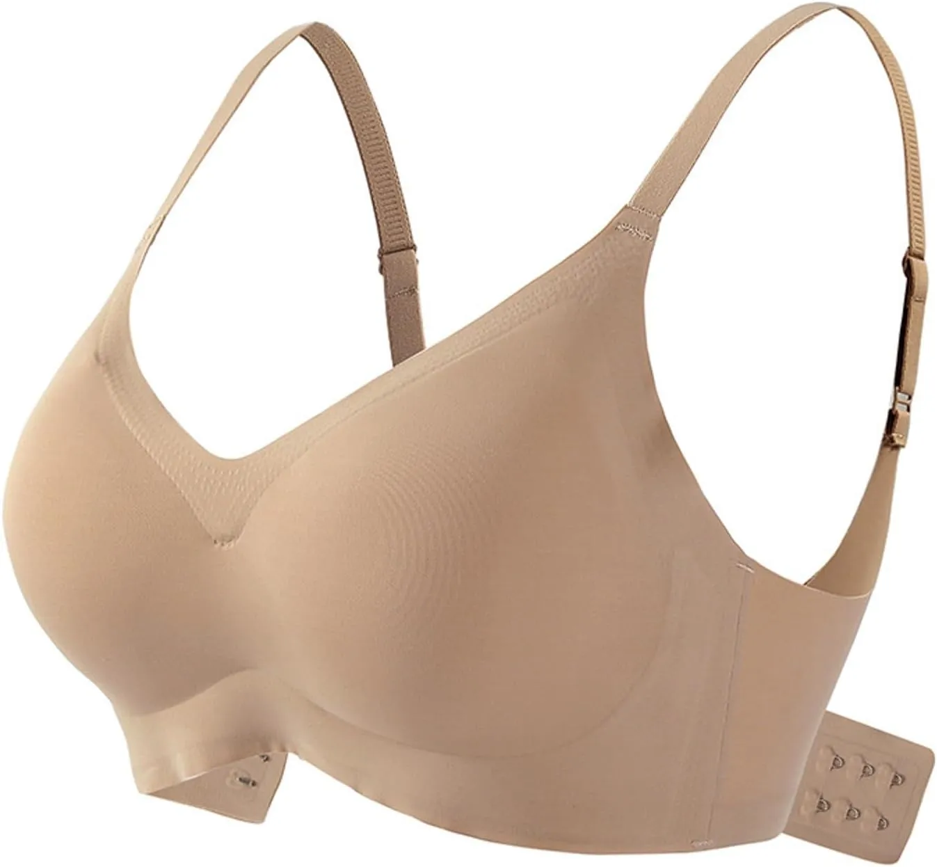 Women's Seamless Bra Wireless Push Up Support Bra Comfort Full Coverage Bra V Neck Sleep T-Shirt Everyday Bralettes