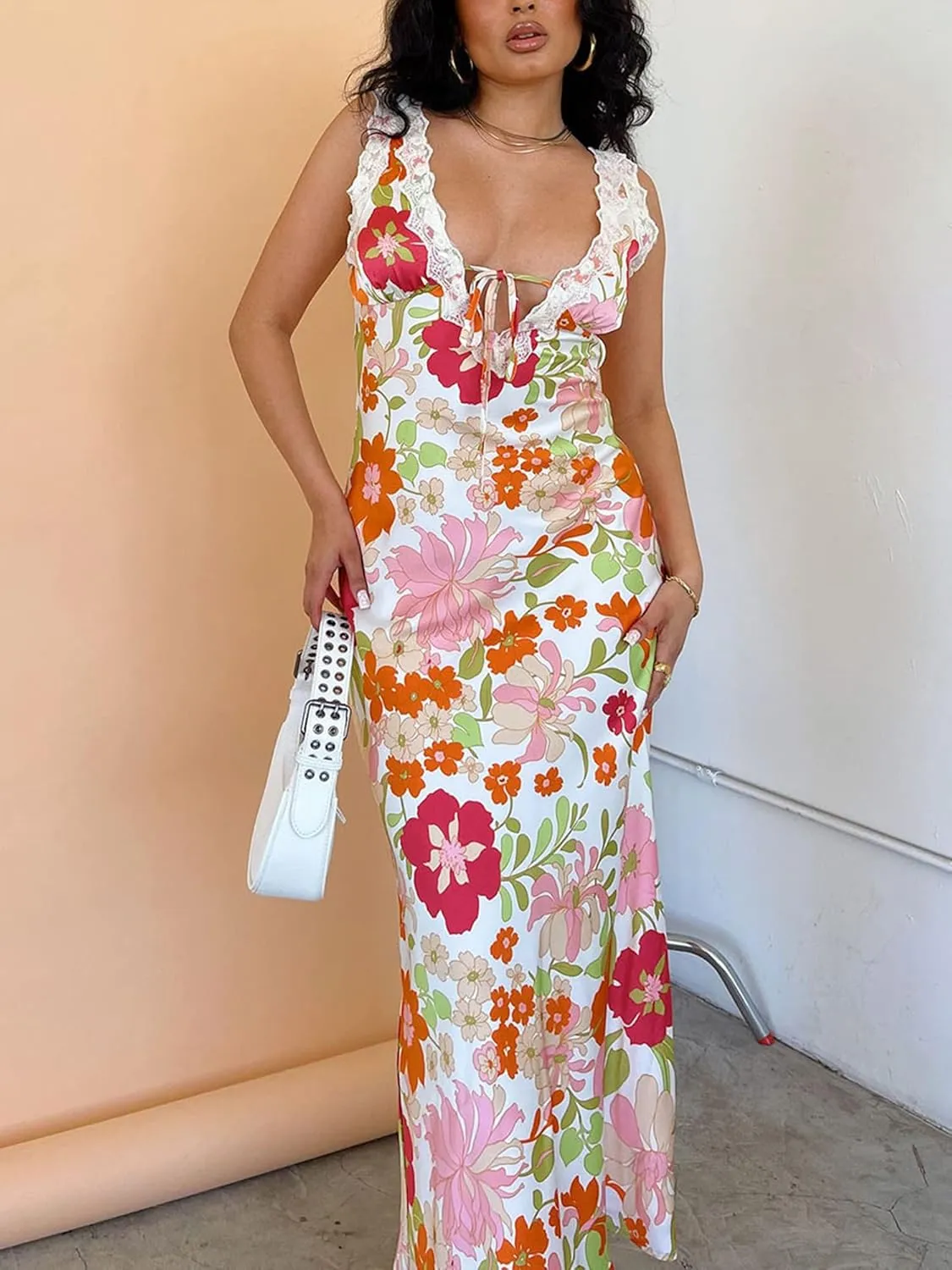 Women's Sexy Lounge Slip Long Dress Sleeveless Backless Bodycon Maxi Dresses for Cocktail Party