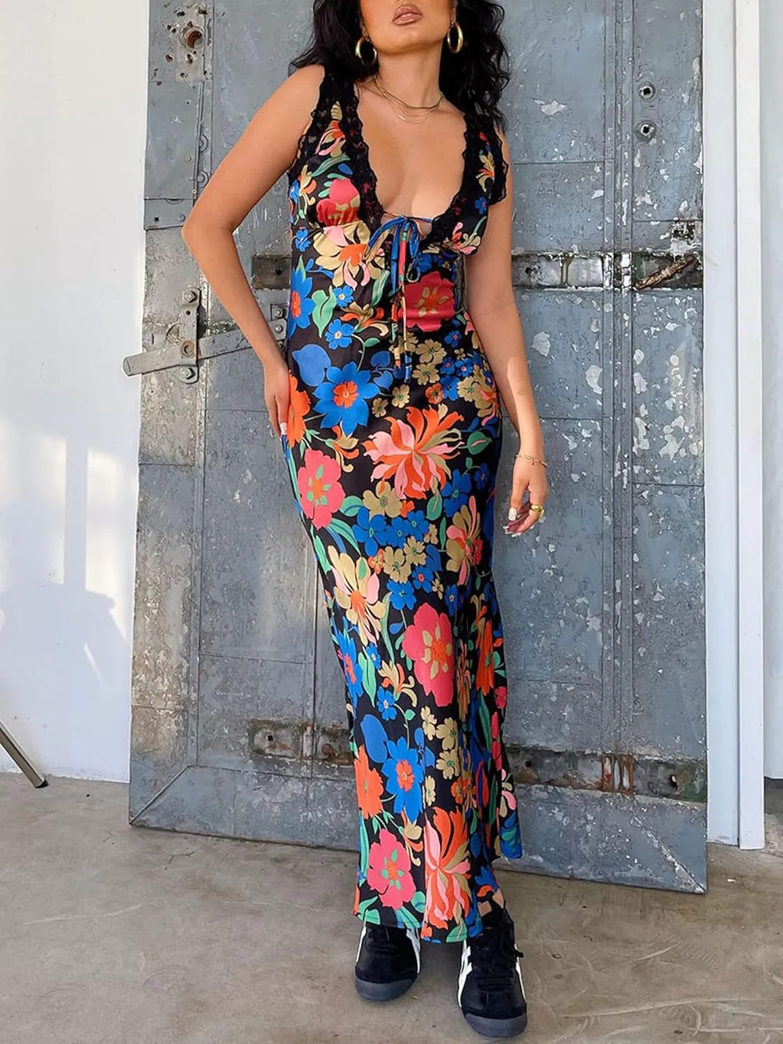 Women's Sexy Lounge Slip Long Dress Sleeveless Backless Bodycon Maxi Dresses for Cocktail Party