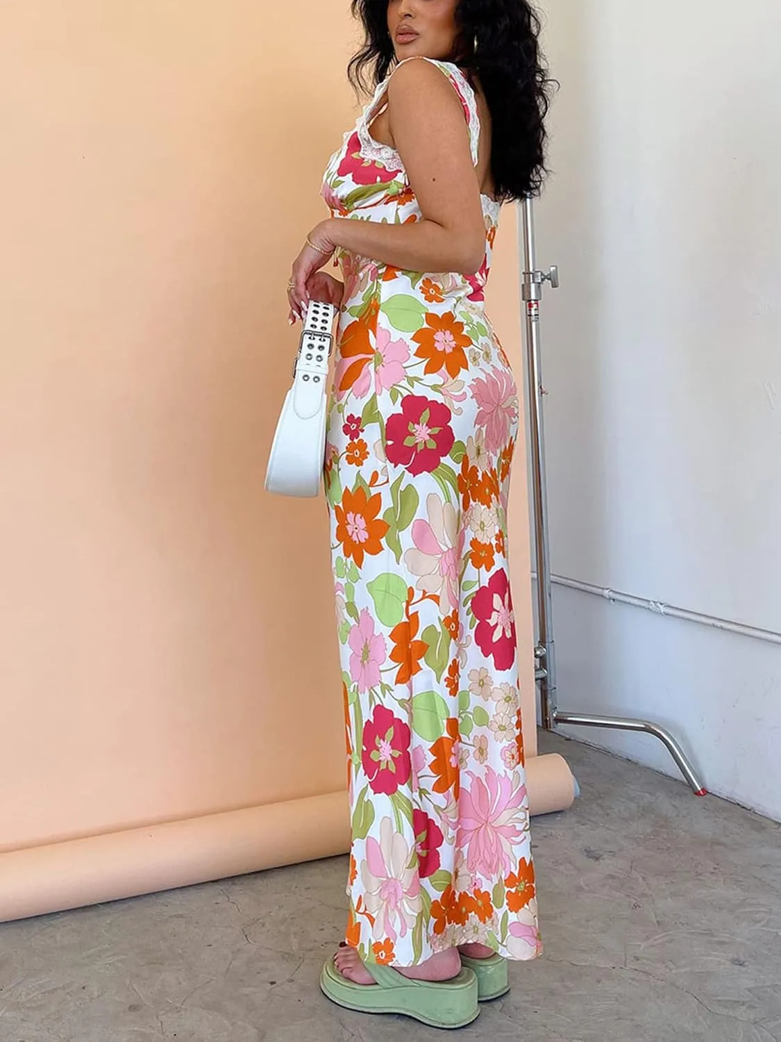 Women's Sexy Lounge Slip Long Dress Sleeveless Backless Bodycon Maxi Dresses for Cocktail Party
