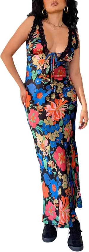 Women's Sexy Lounge Slip Long Dress Sleeveless Backless Bodycon Maxi Dresses for Cocktail Party