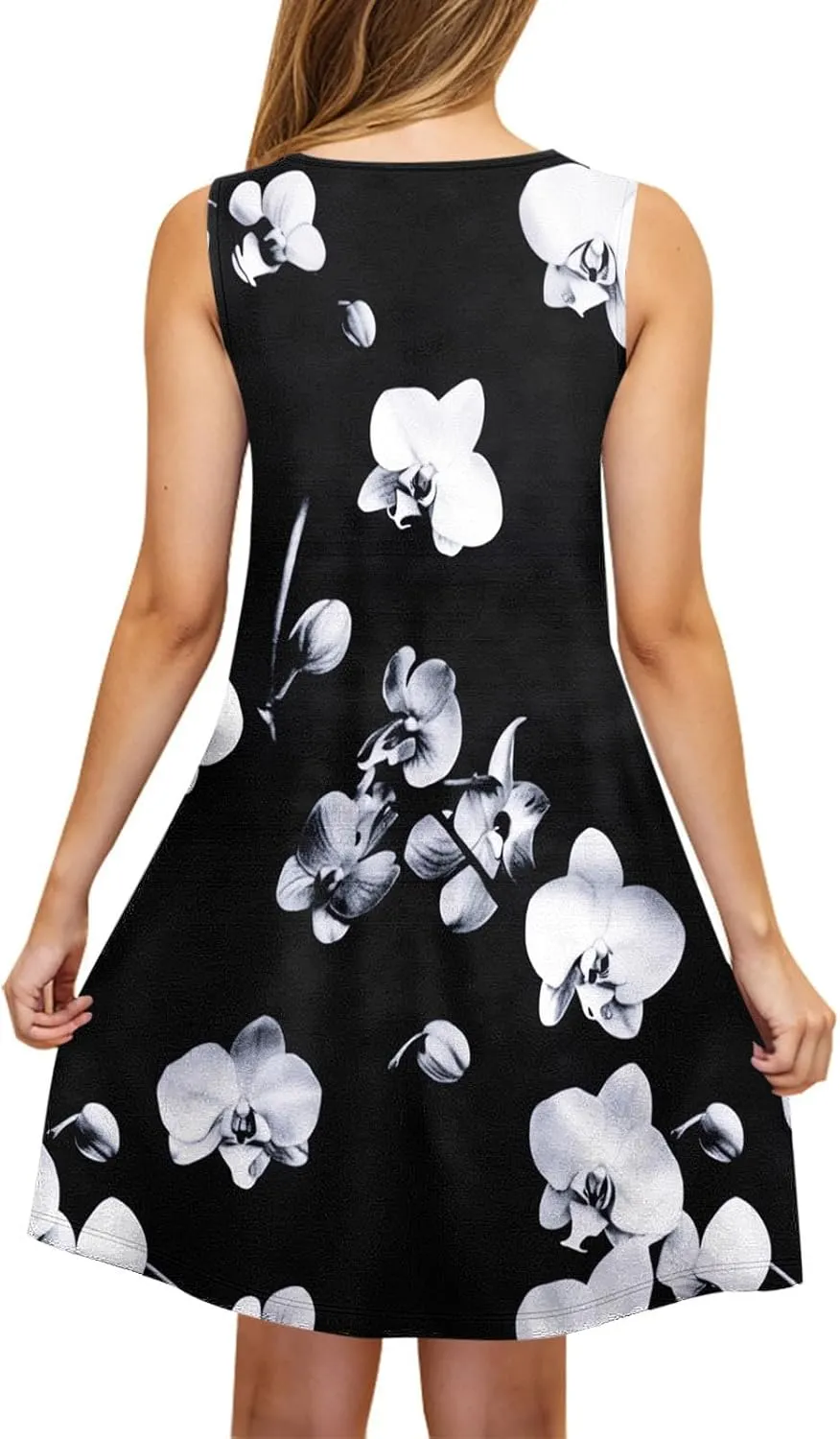 Women's Sleeveless Beach Dresses Trendy Swimsuit Cover Ups Vacation Dresses Floral Flowy Mini Dress Swing Dresses