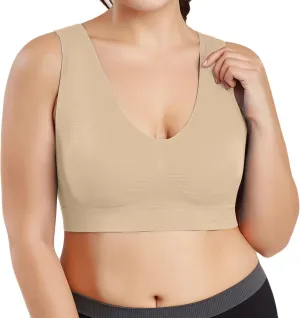 Womens' Sports Bra Longline Wirefree Padded with Medium Support, Sports Bras for Women, Workout Crop Tank Tops Padded