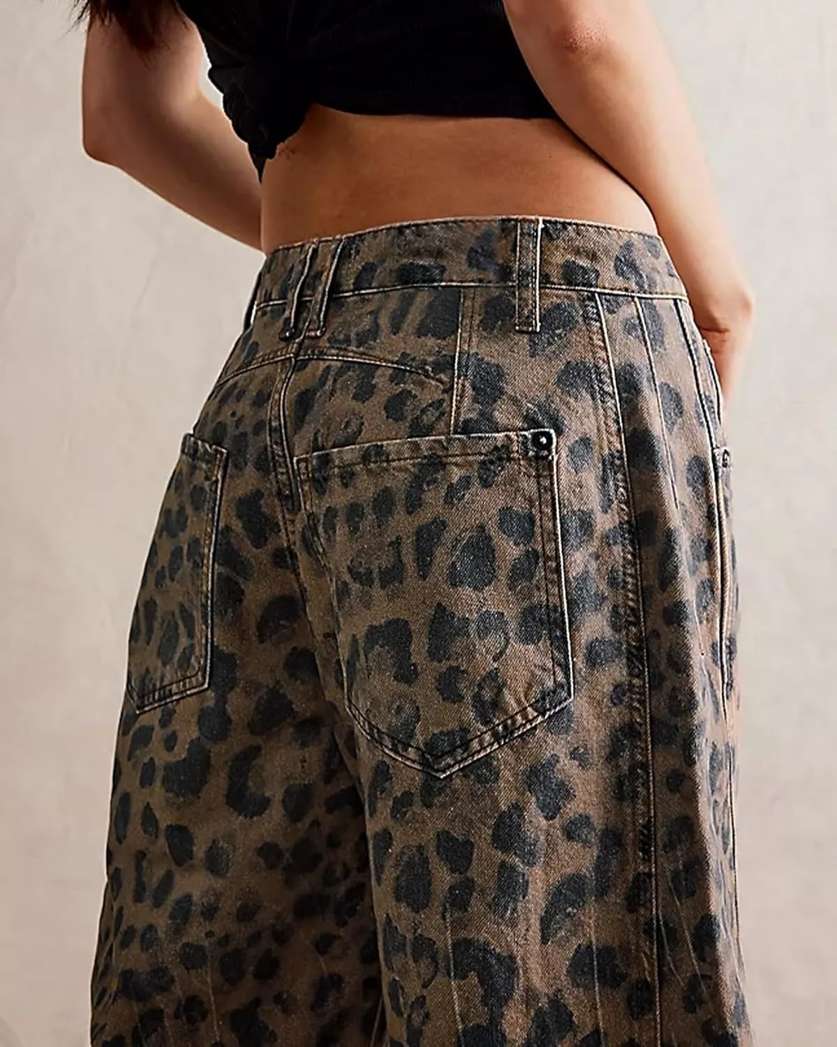 Womens Stretchy Mid Rise Barrel Jeans Vintage Loose Wide Leg Cropped Denim Pants Y2k Baggy Boyfriend Jeans