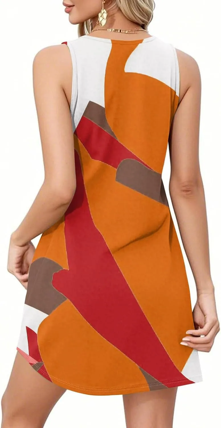 Women's Summer Dresses 2025 Beach Casual Sleeveless Floral Print Tank Dress V Neck Loose Sundress with Pocket S-3XL