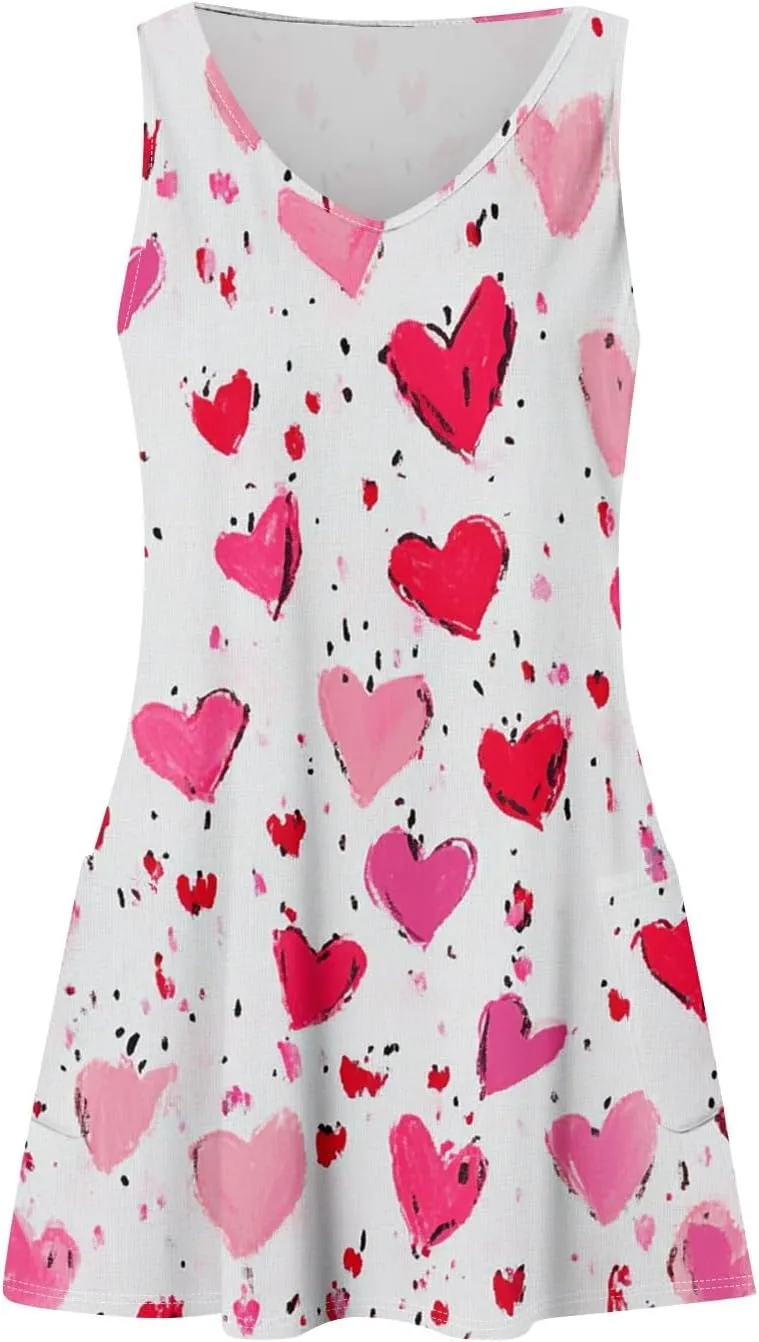Women's Summer Dresses V Neck Casual Sundress 2025 Beach Swimsuit Coverup Vacation Sleeveless Dress with Pocket