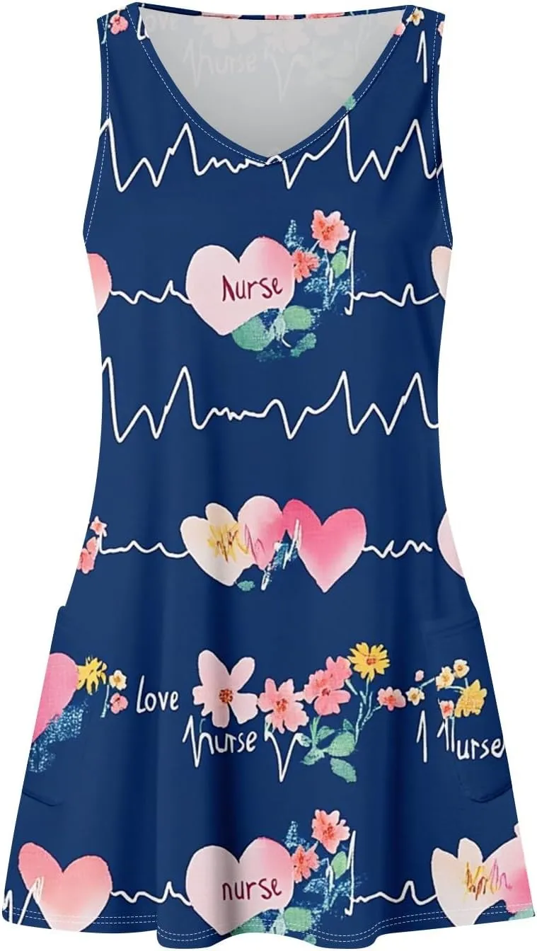 Women's Summer Dresses V Neck Casual Sundress 2025 Beach Swimsuit Coverup Vacation Sleeveless Dress with Pocket