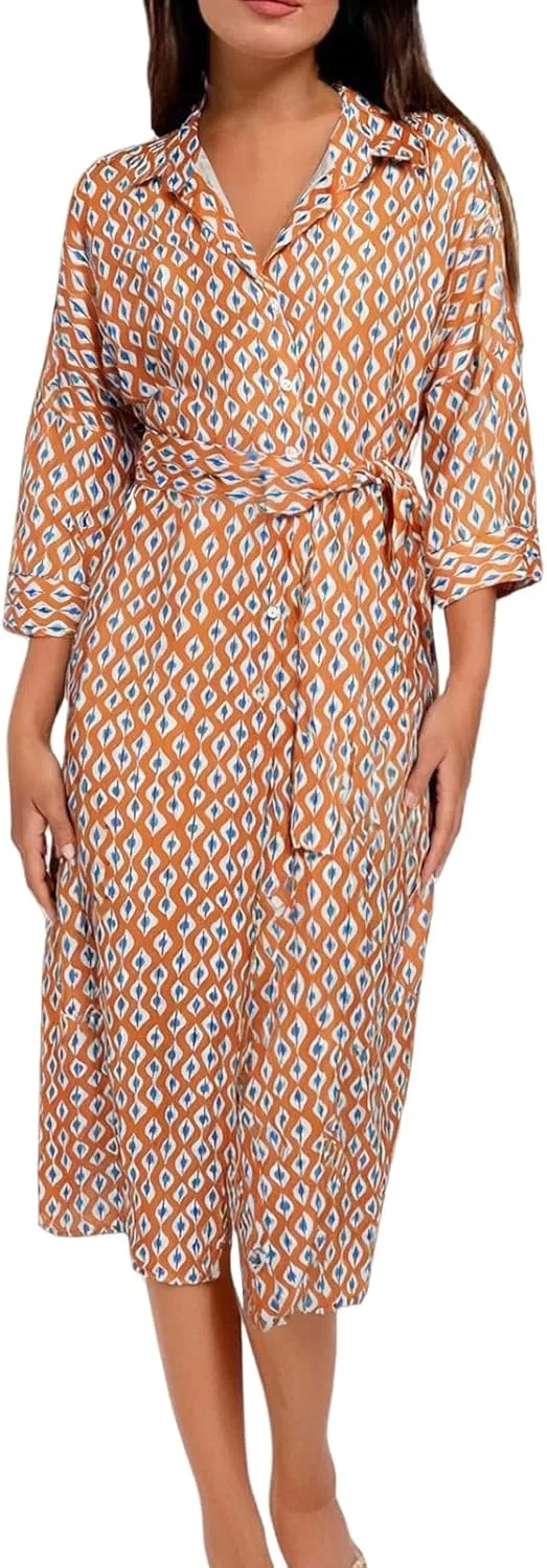 Womens Summer T Shirt Dresses Button Down Short Sleeve Striped Loose Maxi Dress Casual Slit Tshirt Dress Y2k Outfits