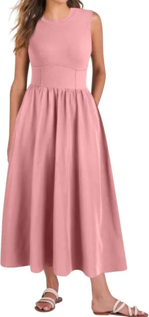 Womens Sundress Tank Dress Summer Dress Elegant Empire Waist Wrap Dresses Sleeveless Dressy A Line Dresses with Pocket