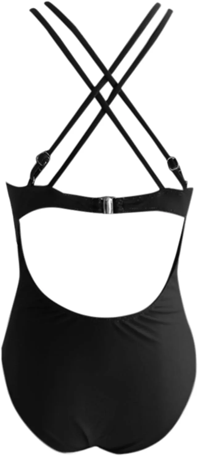 Women's Tummy Control Monokinis Swimsuits One Piece Neon Color Block Swimwear Deep V Neck Slimming Bathing Suit