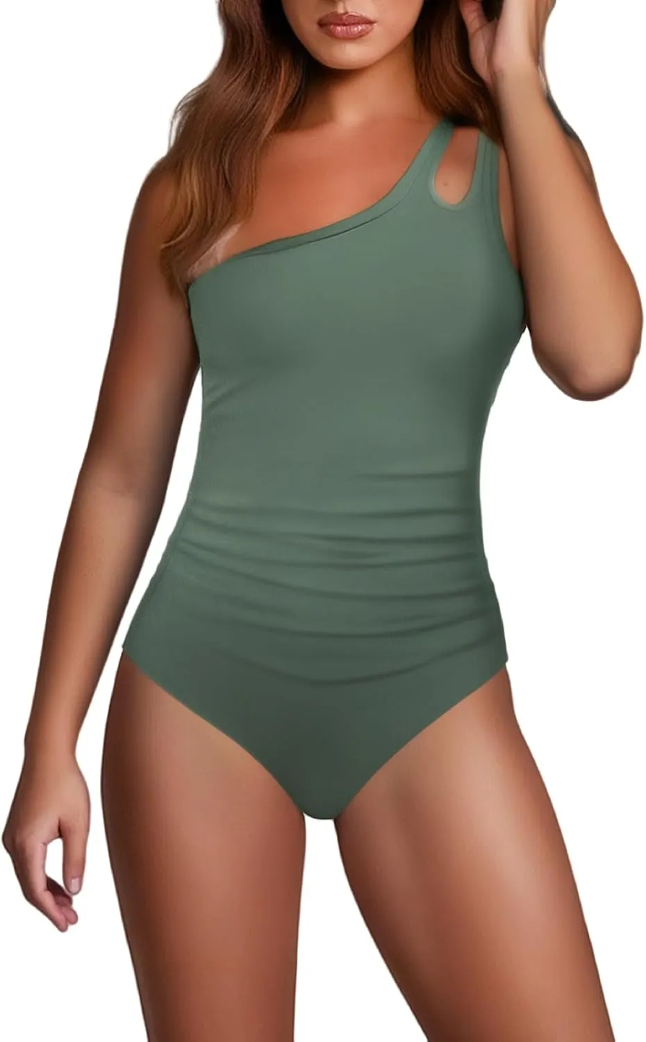 Womens Tummy Control One Piece Swimsuit One Shoulder Swimsuits Bathing Suits Full Coverage Cutout Swimwear