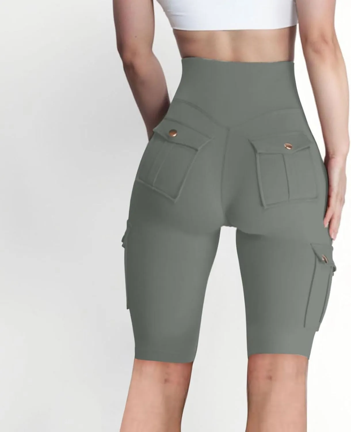 Workout Shorts Women with Pockets High Waisted Tummy Control Cargo Shorts Butt Lift 4-Way Stretch Athletic Shorts