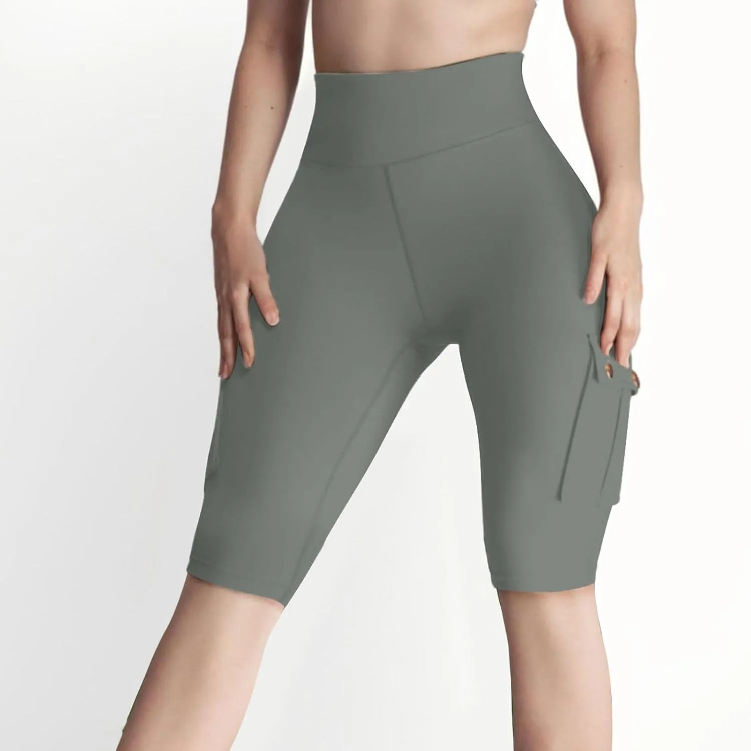 Workout Shorts Women with Pockets High Waisted Tummy Control Cargo Shorts Butt Lift 4-Way Stretch Athletic Shorts