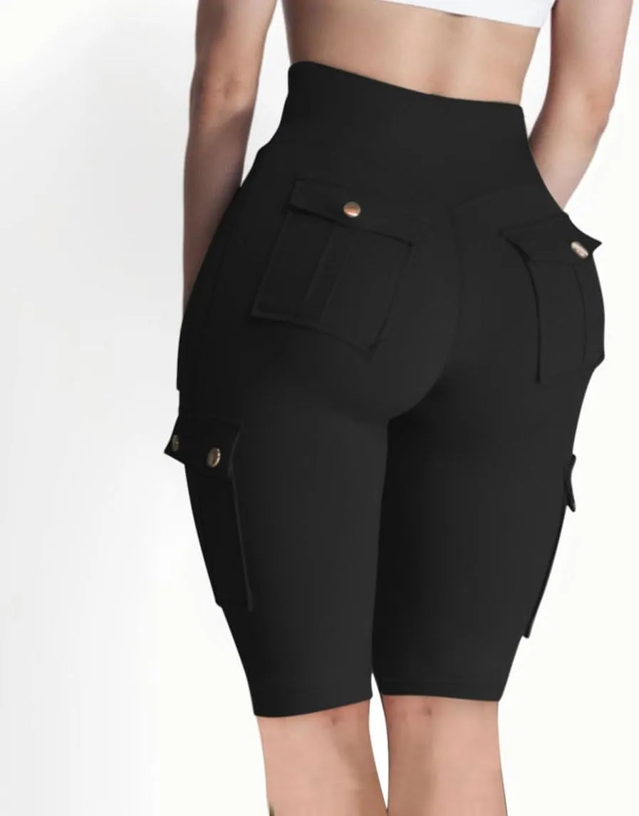 Workout Shorts Women with Pockets High Waisted Tummy Control Cargo Shorts Butt Lift 4-Way Stretch Athletic Shorts