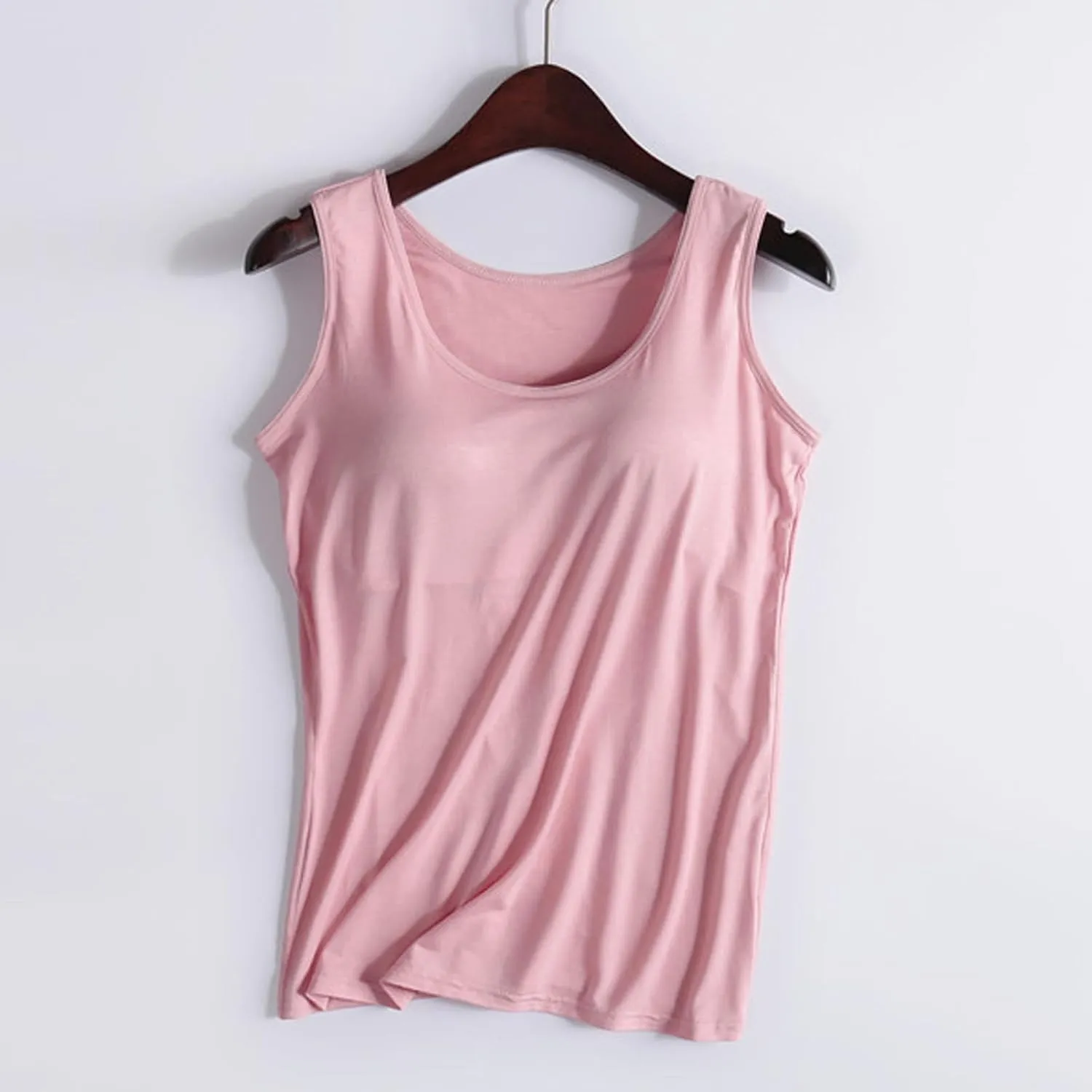 Workout Tank Tops for Women with Built in Bras Padded Modal Breathable Solid Basic Tanks Plus Size Casual Running Yoga Shirts