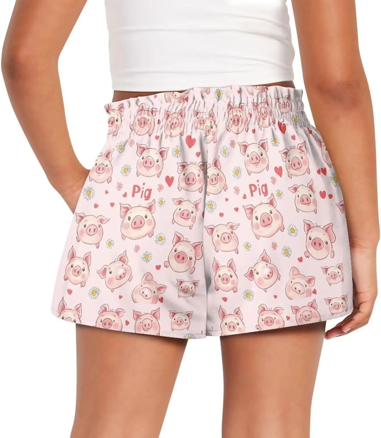 Xpyiqun Flowy Shorts Girls High Waist Butterfly Shorts 2 in 1 Running Athletic Shorts Spandex Liner Skirts Summer