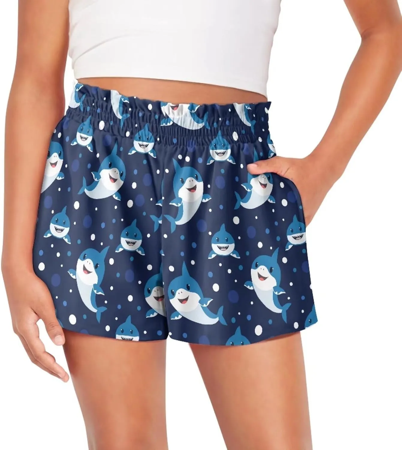 Xpyiqun Flowy Shorts Girls High Waist Butterfly Shorts 2 in 1 Running Athletic Shorts Spandex Liner Skirts Summer