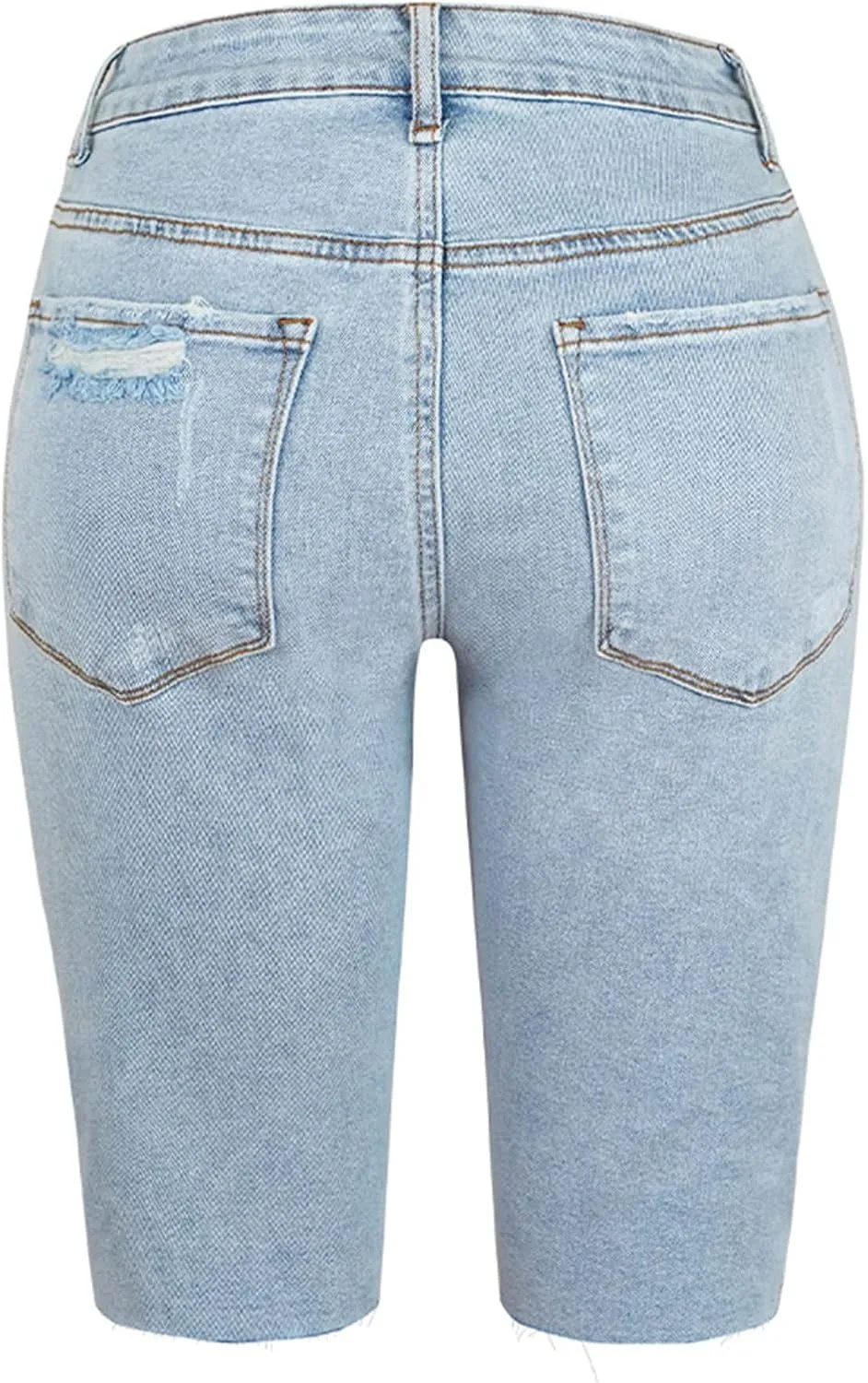XUNRYAN Bermuda Shorts Women Summer Casual Lightweight High Waisted Jean Shorts Ripped Distressed Washed Bermuda Shorts
