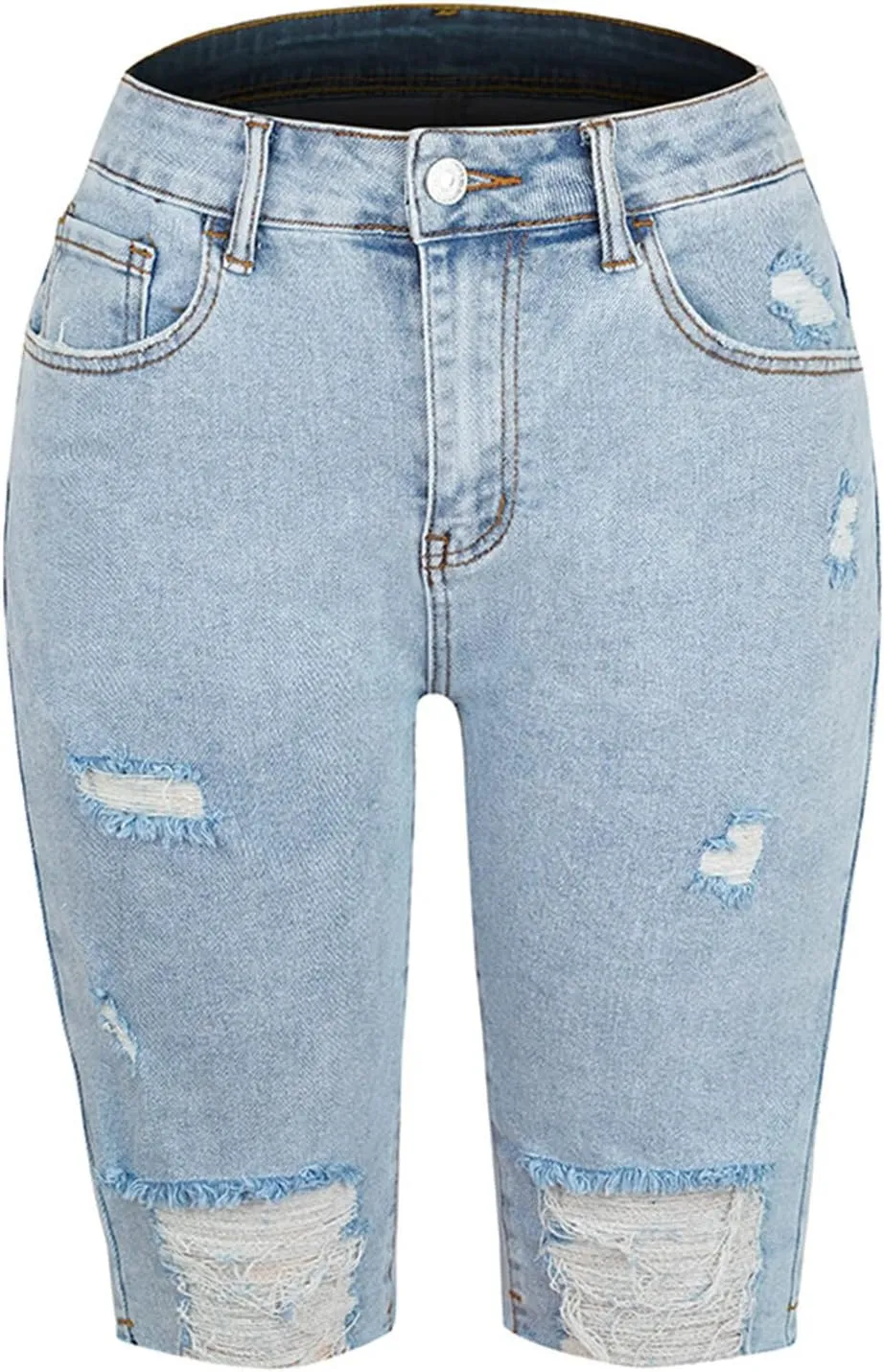 XUNRYAN Bermuda Shorts Women Summer Casual Lightweight High Waisted Jean Shorts Ripped Distressed Washed Bermuda Shorts