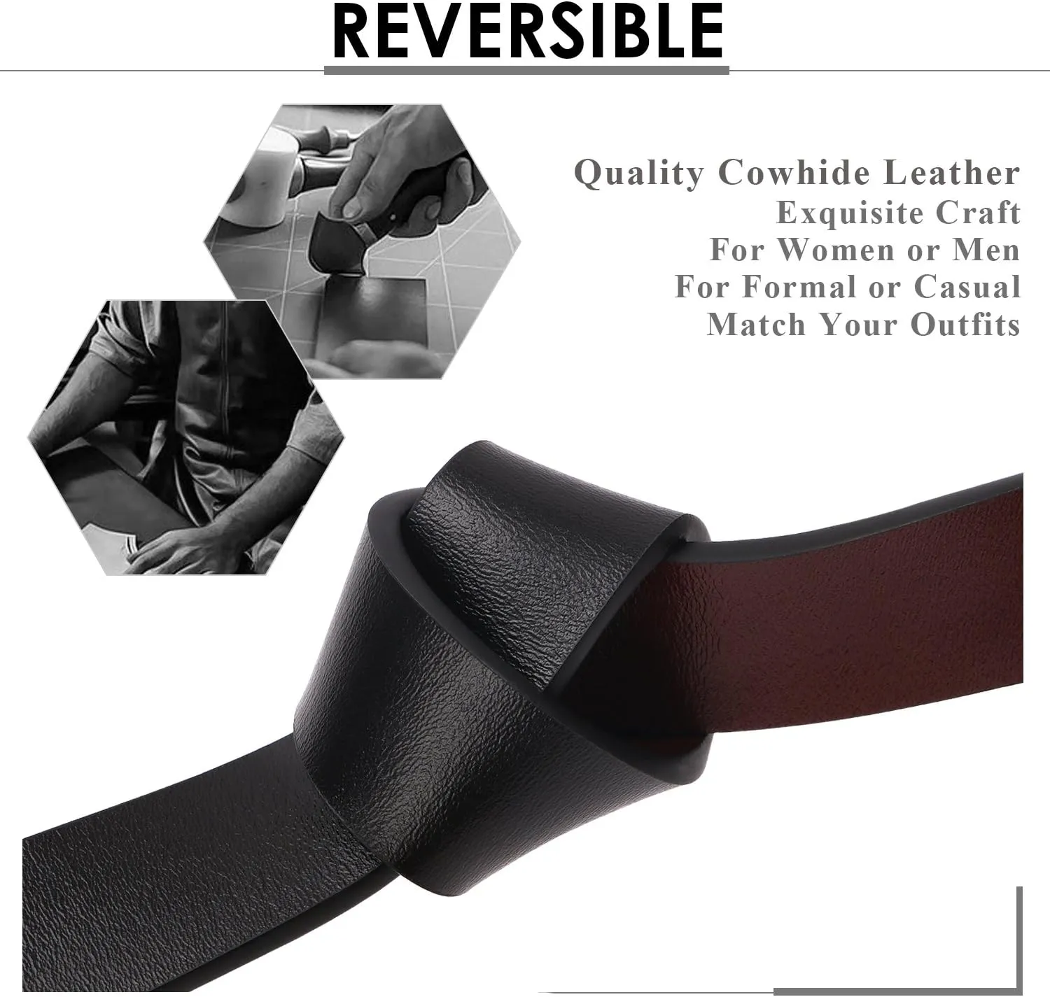 XZQTIVE Reversible Leather Belts for Women with Rotated Metal Buckle Fashion Women Belts