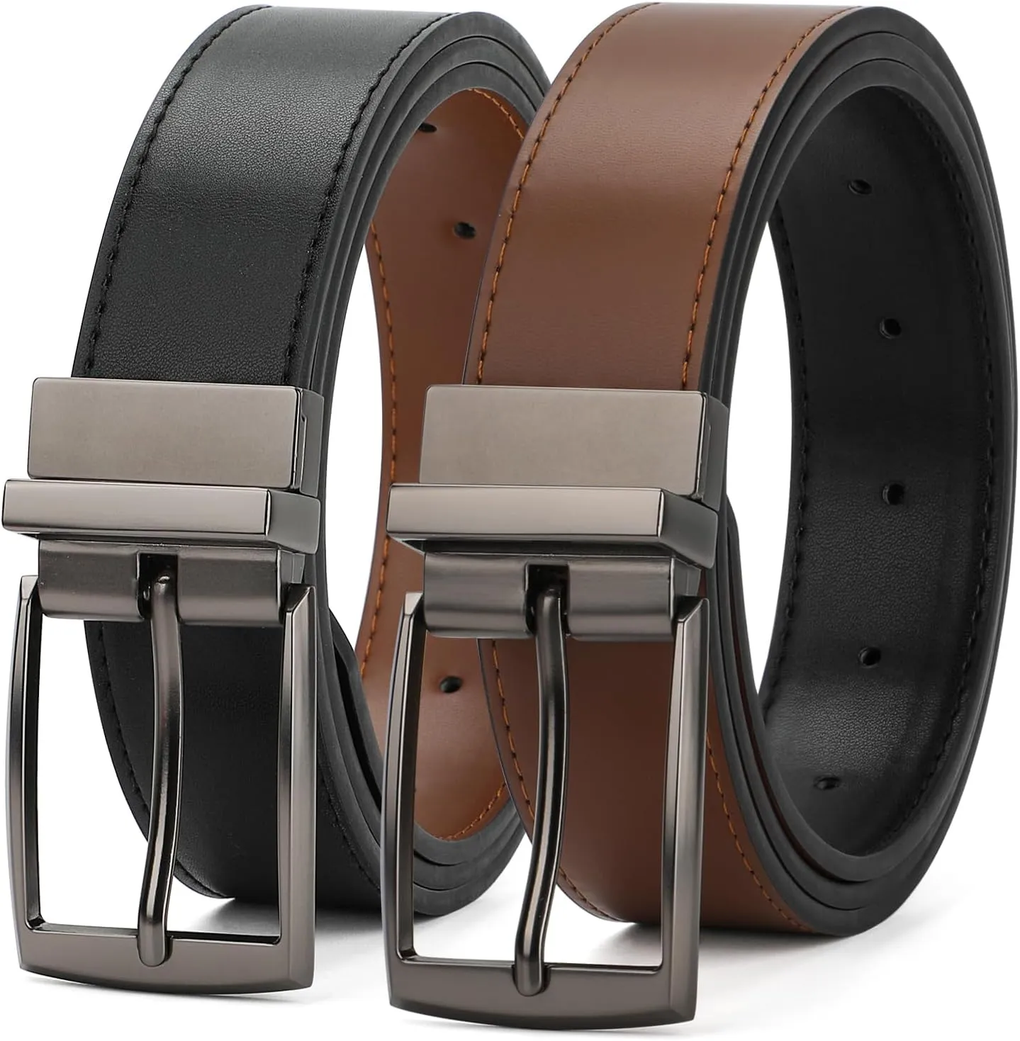 XZQTIVE Reversible Leather Belts for Women with Rotated Metal Buckle Fashion Women Belts