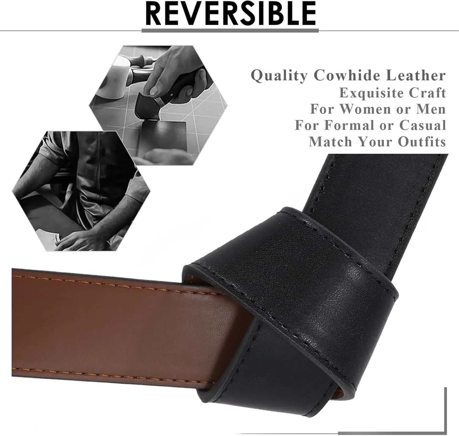 XZQTIVE Reversible Leather Belts for Women with Rotated Metal Buckle Fashion Women Belts