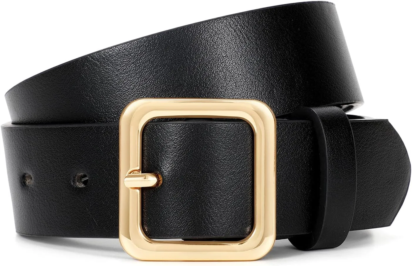 XZQTIVE Women’s Leather Belts for Jeans Pants Dresses Fashion Ladies Black Belt with Square Buckle