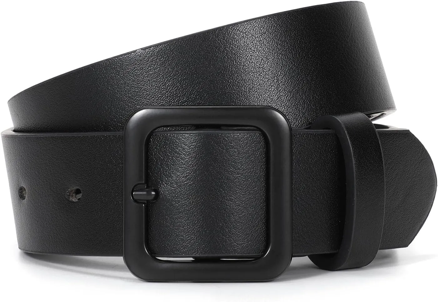 XZQTIVE Women’s Leather Belts for Jeans Pants Dresses Fashion Ladies Black Belt with Square Buckle